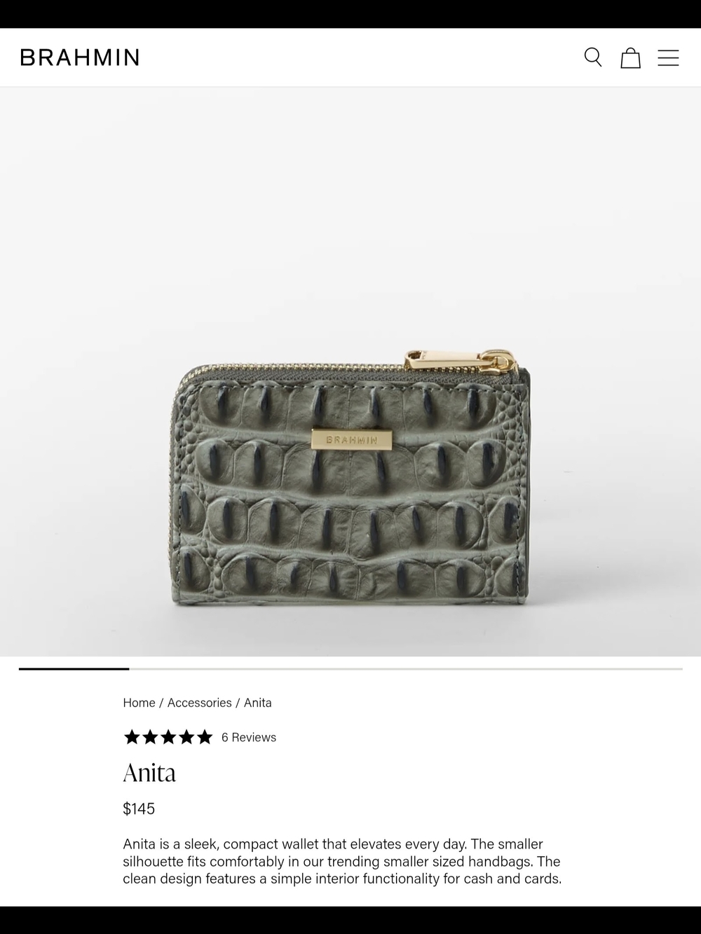 Brahmin Melinda Croc-Embossed Bucket Bag in Grey Plus 2 Additional Accessories - Picture 2 of 9